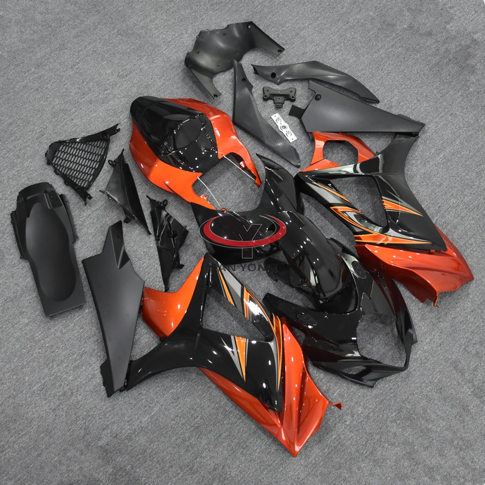 For GSXR1000 K7 2007-2008 Fit GSX R 1000 Bodywork Cowling Bright orange black print Injection Motorcycle Full Fairing Kit