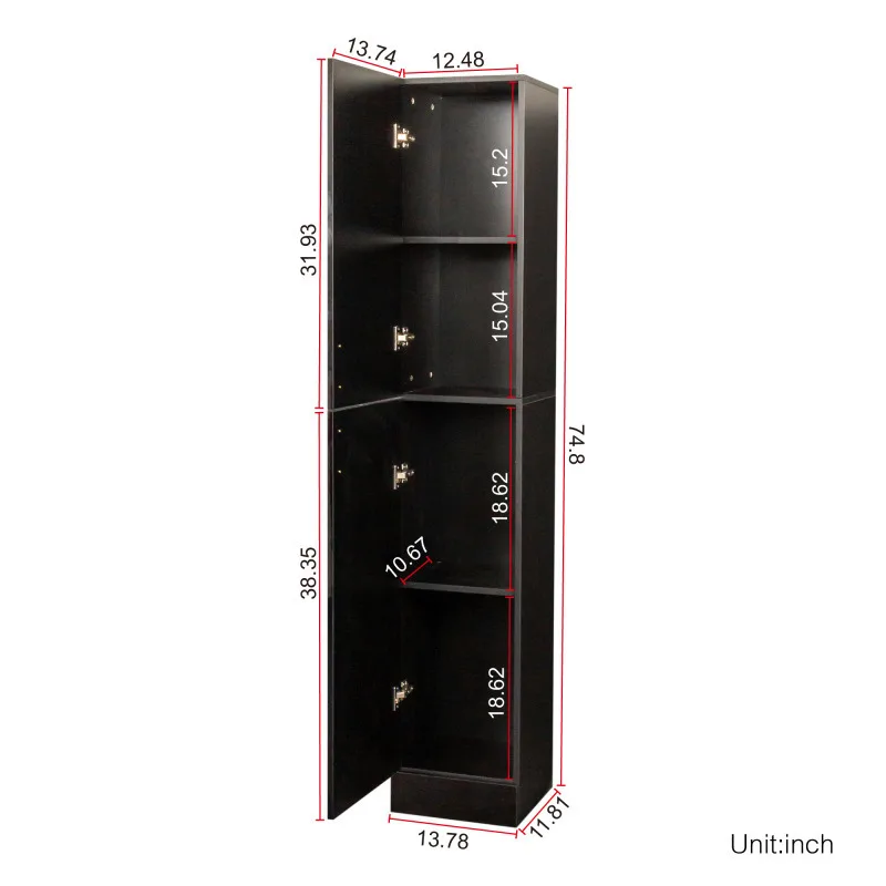 Freestanding Cabinet With Inadjustable Shelves And Two Doors For Kitchen  Dining Room Black Furniture Storage Cabinet