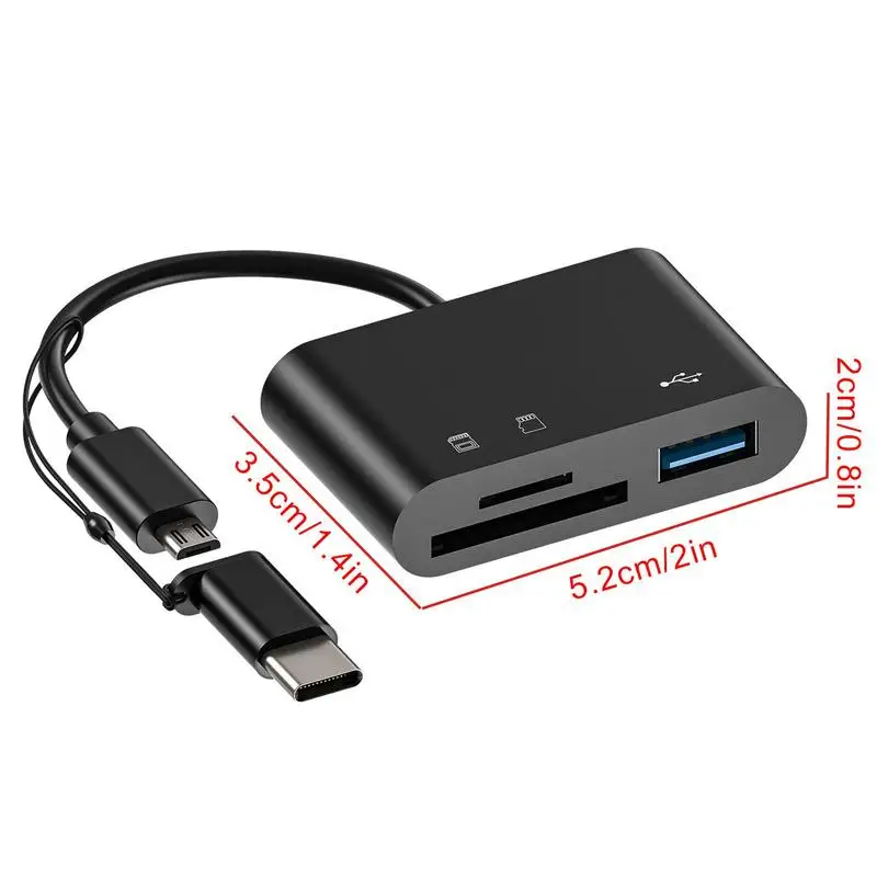 Memory Card Reader Adapter Portable 3 In 1 USB Type-c Androiid Dual Connector Simultaneously Read Camera Photo Transmission