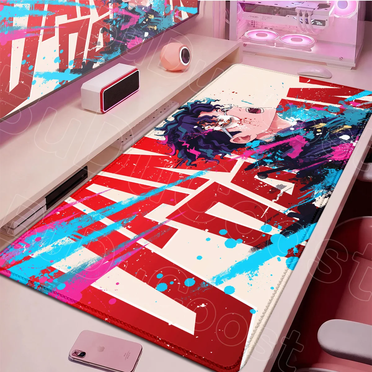 Large Locking Edge Desktop Keyboard Mat PC Office Accessories Anime DAN DA DAN Mousepad Ayase Momo Takakura Ken Seiko Laptop Rug
