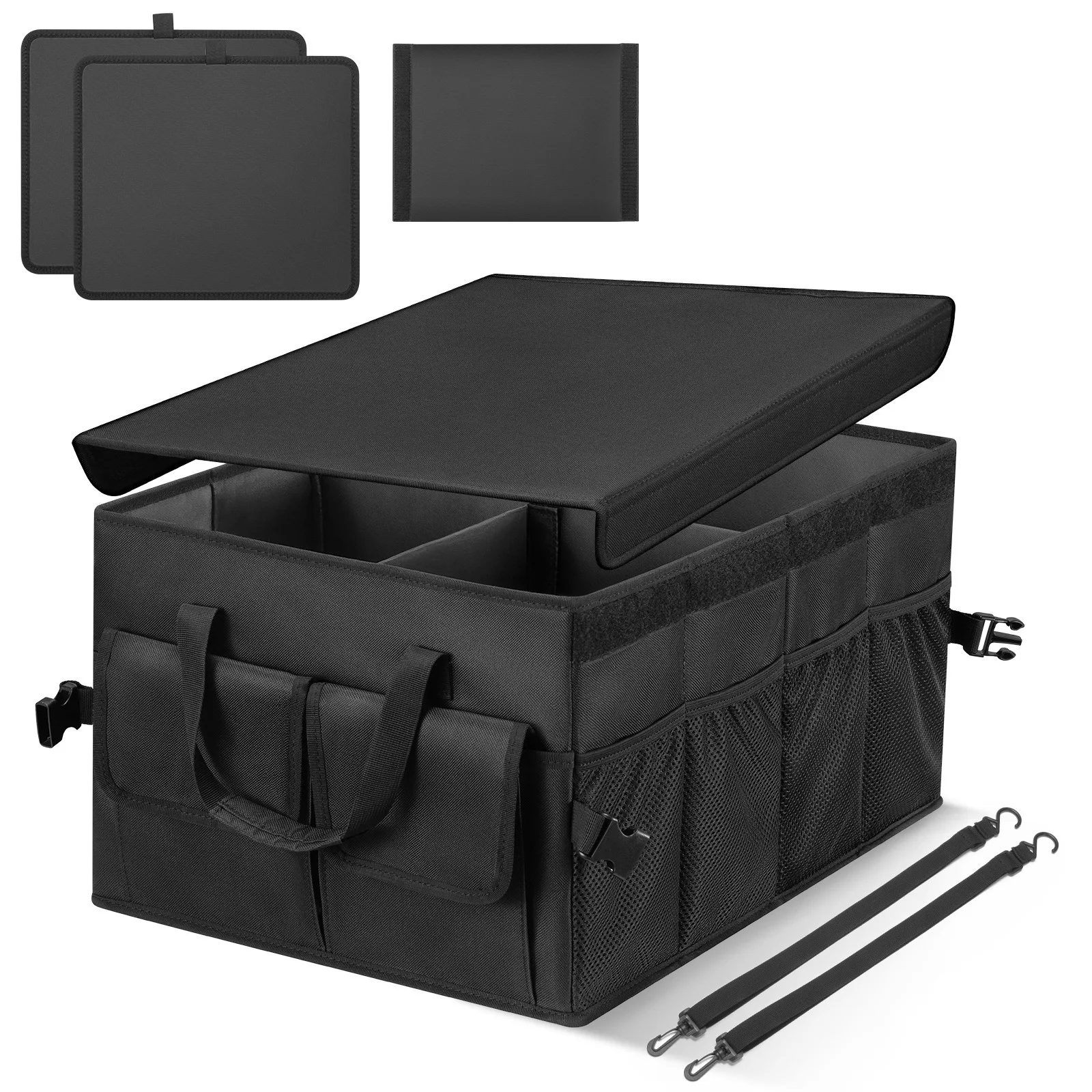 

Car Trunk Organizer Foldable SUV Storage Box NonSlip Bottom Adjustable Straps