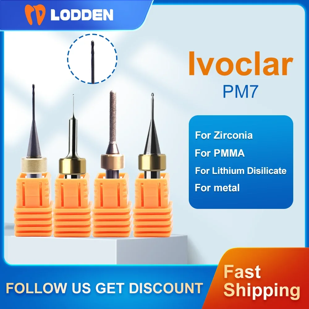 

Ivoclar PM7 Dental Milling Burs for Zirconia Lithium Disilicate Metal PMMA Dental Materials D6 CAD CAM DC Cutter Grinding Tools