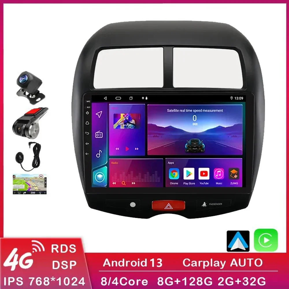 Android 13 4G CarPlay Car Radio For Mitsubishi ASX 1 2010 2011 - 2016 Multimedia Video Player GPS Navigation Stereo Auto DSP