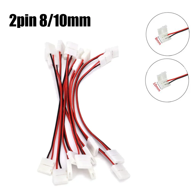 

8mm 10mm 2Pin 100Pcs LED Strip Connector Cable Width PCB Single Color Tape Light For 3528 2835 5050 LED Strip Lighting