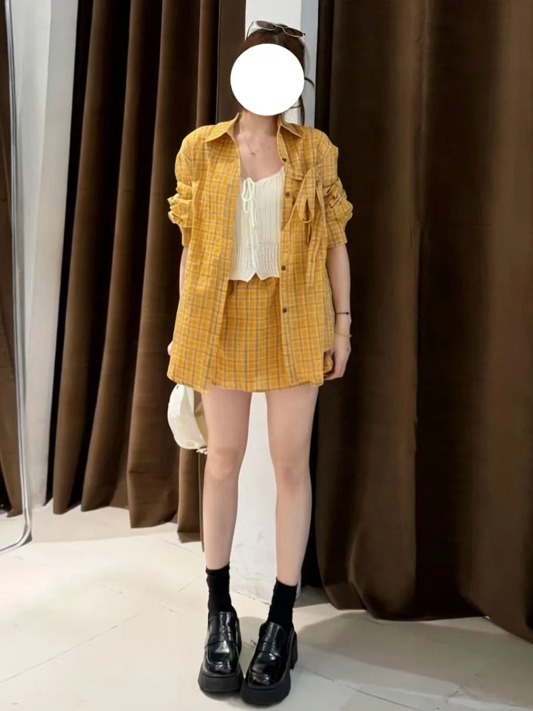 

Stylish Comfortable Plaid Shirt Women's Spring Summer New Slimming Skirt Set Beautiful Fashionable Two-Piece Suit