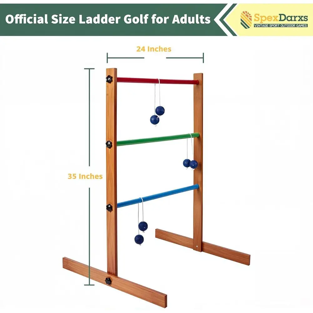 لعبة رمي السلم في الهواء الطلق، مجموعة رمي الجولف الخشبية مع 6 كرات بولاس وحقيبة حمل، ألعاب الفناء الخلفي للمراهقين والكبار وF #2