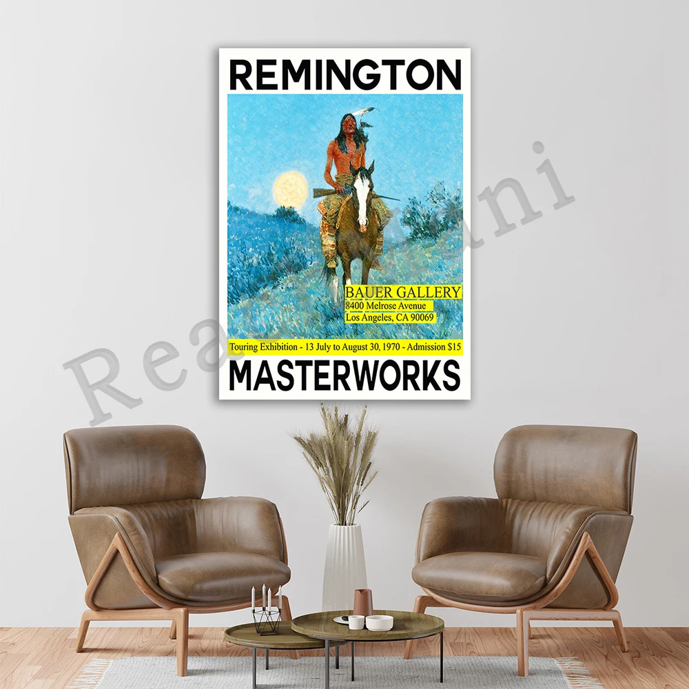 Frederick Remington Exhibition Poster We stern Poster Native American Art Canvas Painting Wall ArtPicture Modern Home Decor