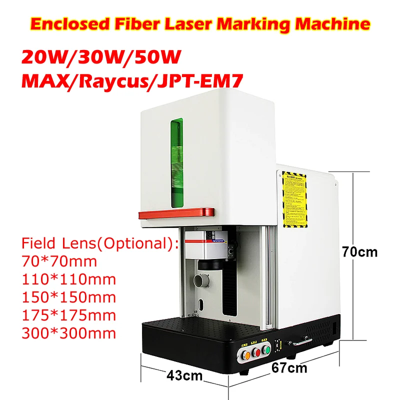 

Enclosed Fiber Laser Engraver Engraving Nameplate Marking Machine 20W 30W 50W 60W Raycus JPT EM7 MOPA