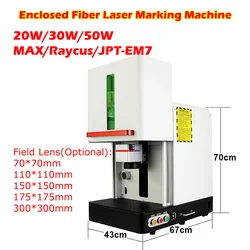 Enclosed Fiber Laser Engraver Engraving Nameplate Marking Machine 20W 30W 50W 60W Raycus JPT EM7 MOPA