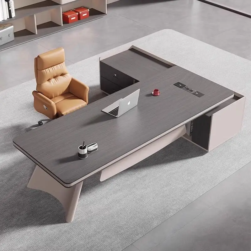 

Stylish and Modern Boss Desk with Side Table E1 Eco-friendly Administrative Desk
