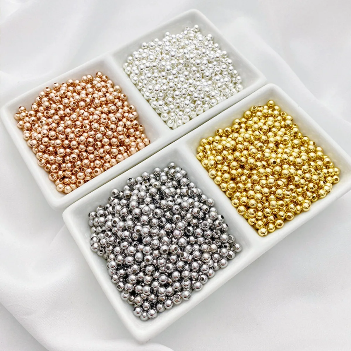 14K Gold Plated Color Retention Light Weight Round Spacer Beads DIY Bracelet Necklace Beading Jewelry Findings