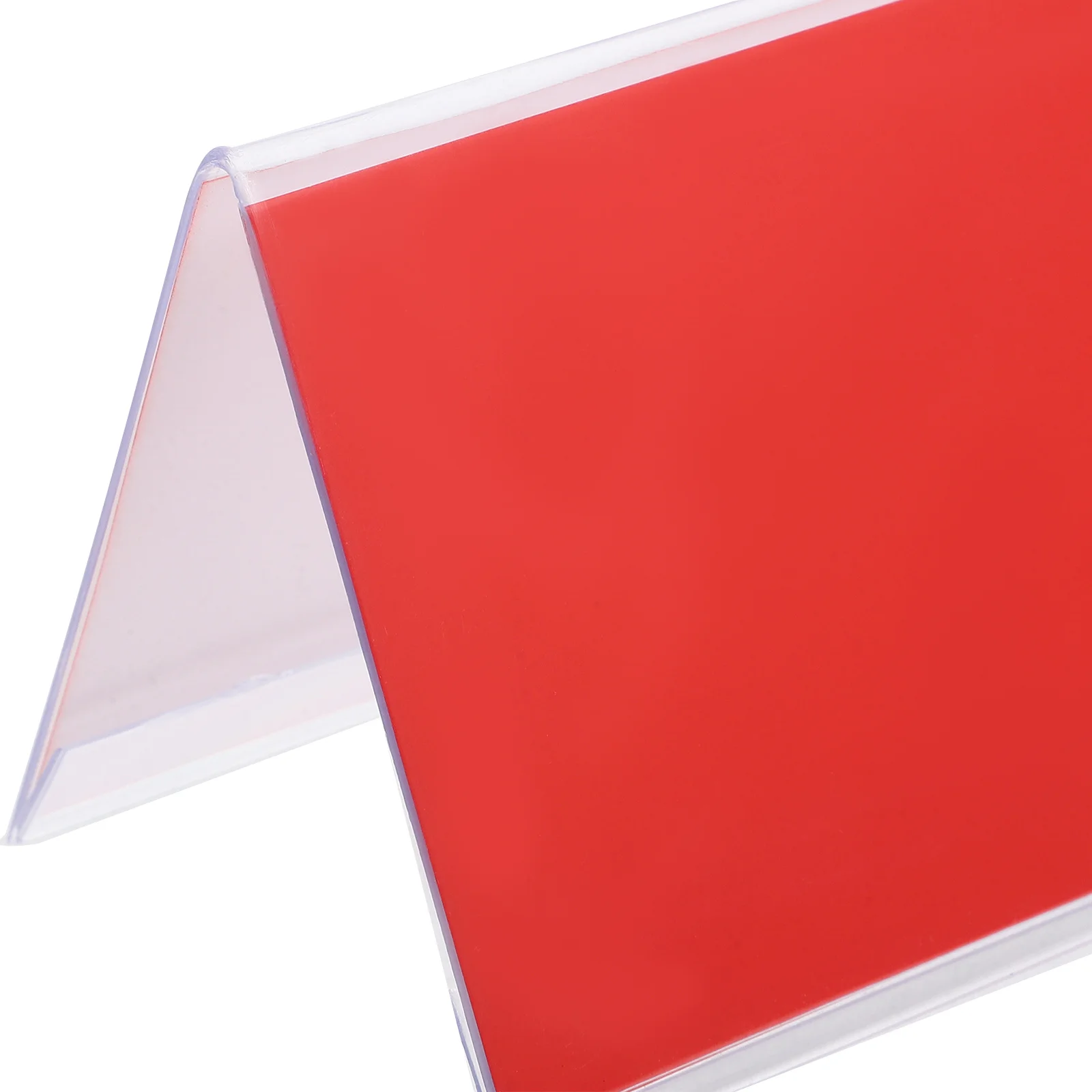 10 قطع من حامل لوحة اسم المكتب البلاستيكي الشفاف، حامل عرض مثلث شفاف مزدوج الجوانب لأعمال مكتب الطلاب