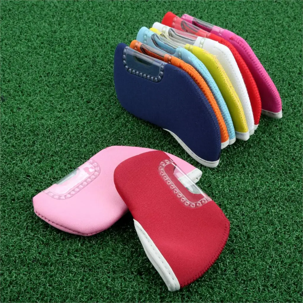 10Pcs/Set Golf Irons Head Cover with Transparent View Window,Neoprene Wedge Sock Golf Clubs Iron Protective Cover 5.31x2.95 Inch