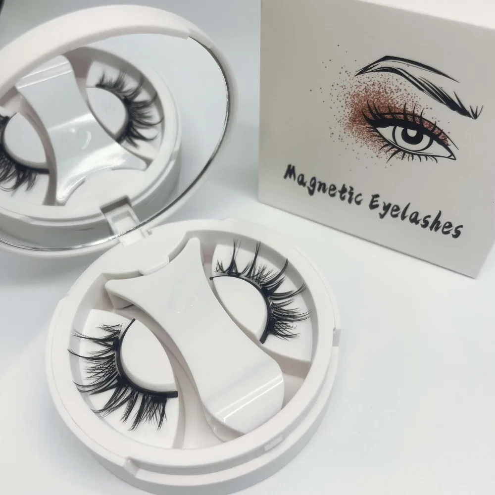 Cat Eye magnetische falsche Wimpern Make-up langlebige magnetische Wimpern mit Clip flauschig mit Spiegel falsche Wimperncluster