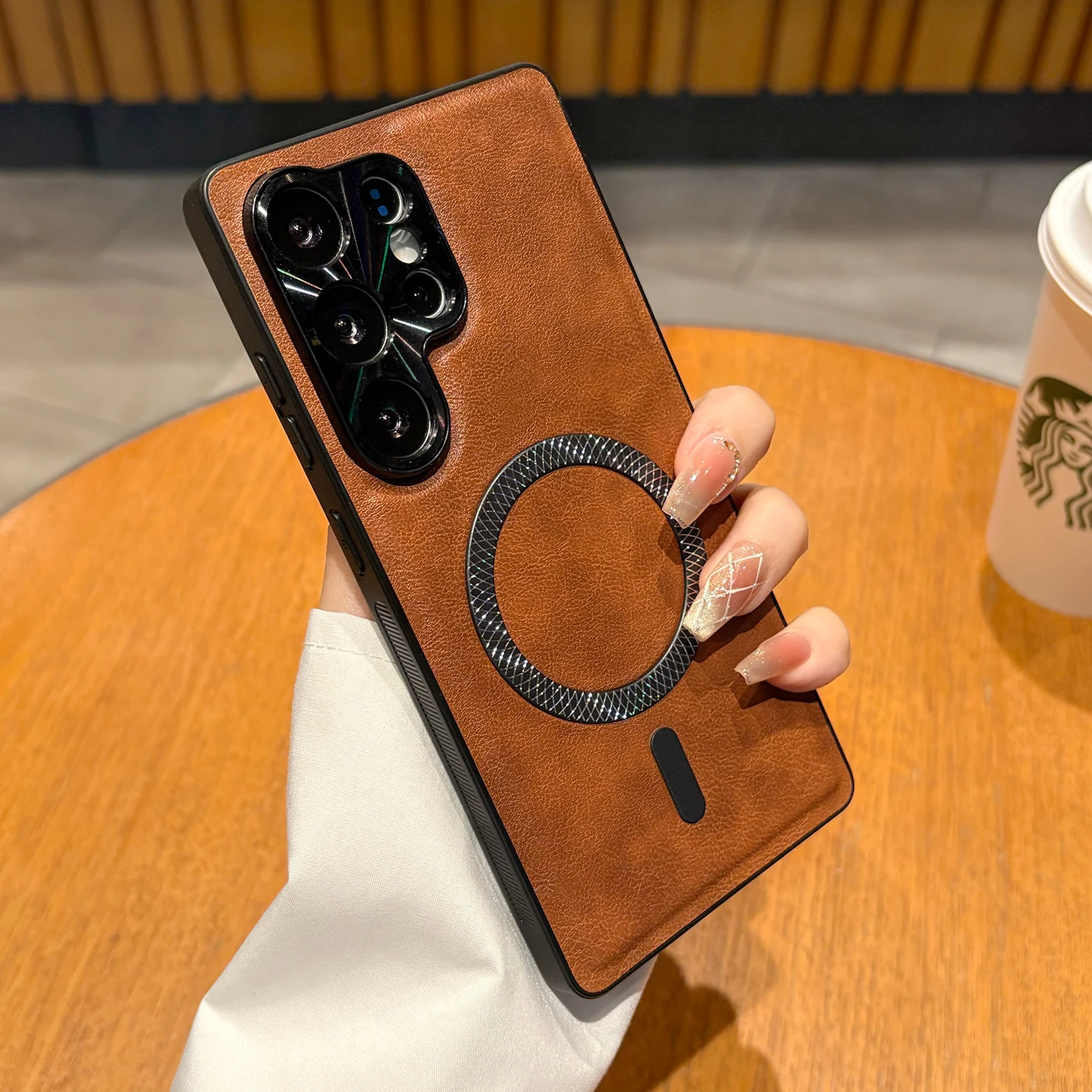 Magnetic Case for Samsung Galaxy S25 Ultra S25 Plus Cover Mag-safe PU Leather Metal Camera Protector Soft Shockproof Shell Funda