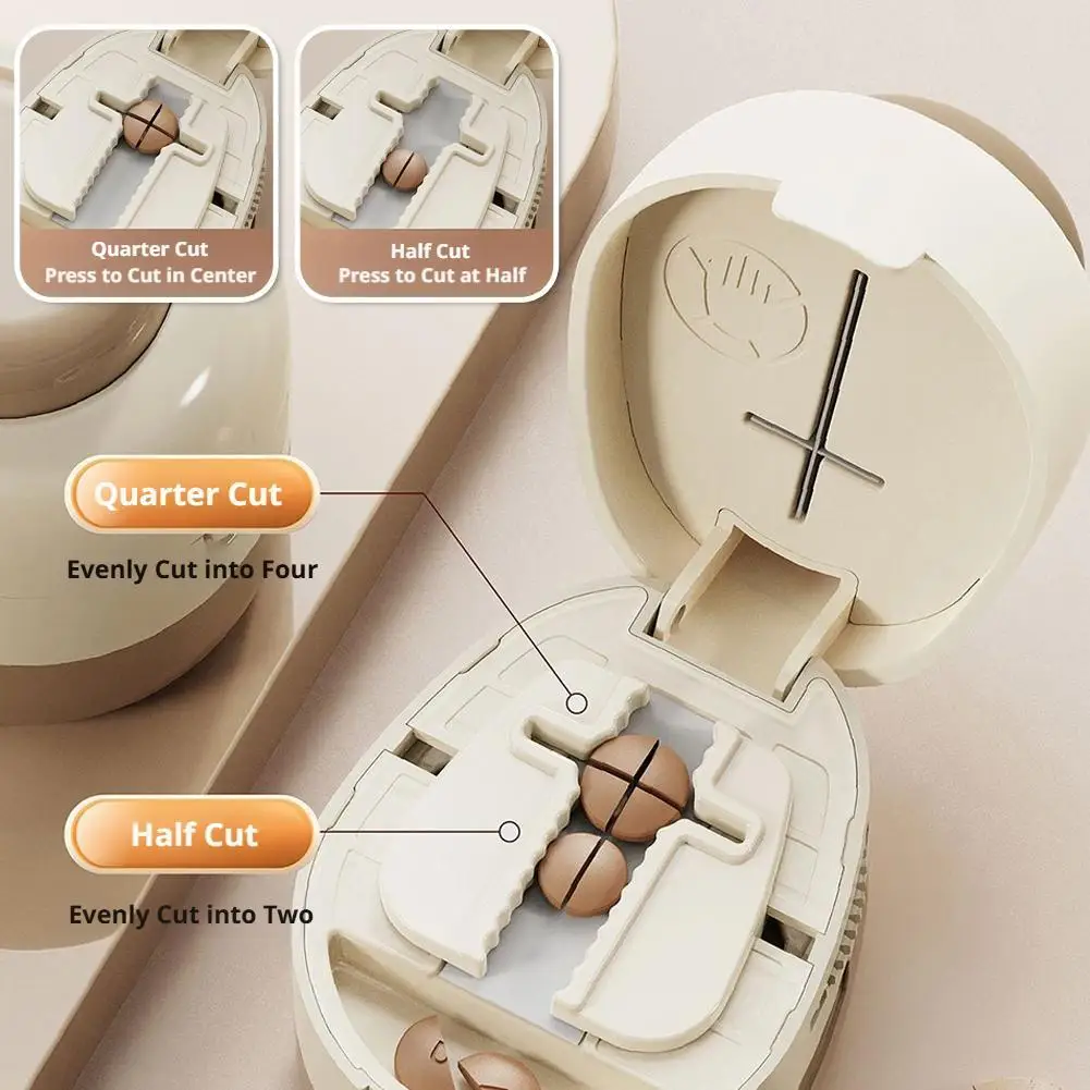 

Pill Cutter Storage Box Dustproof Organizer For Daily Travel Pills Splitter Portable Drug Tablet Medicine Storage Box