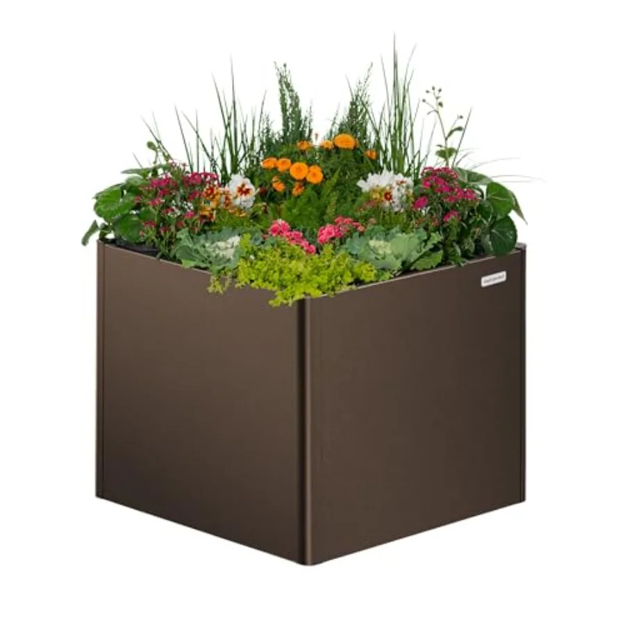 32 Extra Tall Raised Garden Bed for vegetables, flowers, fruits; galvanized steel; charcoal gray; rust-resistant and durable
