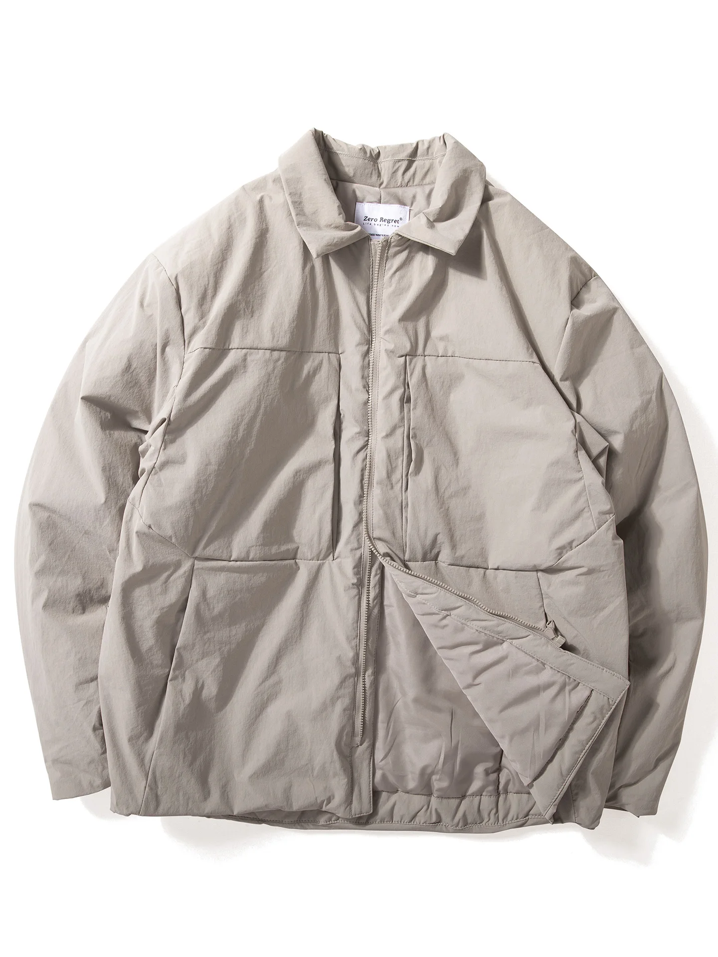 

Trendy Men's Cotton Jaet Warm Cold Proof Casual Loose Fit Winter New Sle Collar Turn down Coat Polyester Inner