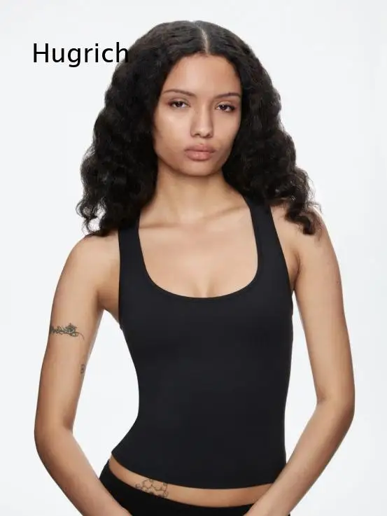 Women's Square Neck Racerback Tank Top Slim Fit Sleeveless Camisole Top Soft Stretch Casual Undershirt For Daily Wear Layering