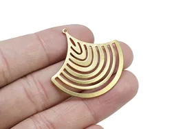 10pcs Brass Sun Charm, Dangling Earring Charms, 34.7x33mm, Fan Shaped, Necklace Pendant, Brass Findings, Jewelry Making - R1403