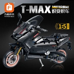 NEW FC9307 Technical Classic Motorcycle Building Blocks Creative T-MAX Motorbike Assemble Bricks Toys For Kids Christmas Gifts