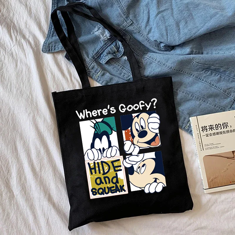 Y2k Disney Minnie Mickey Mouse Tote Bag Shopper Canvas Shoulder Bag Eco Shopping Bag Women Tote Harajuku Female