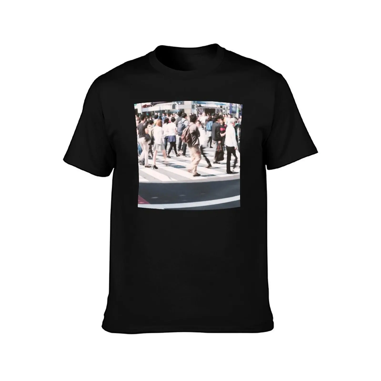 Retro Tokyo City Rush Hour T-Shirt Big and Tall Crew Neck Tee T-Shirt