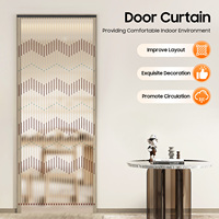 90x220cm Bamboo Wood Door Curtain, Retro Wavy Bead Curtain 31 Lines,Bead String for Doors in Living Rooms, Balconies, Courtyards