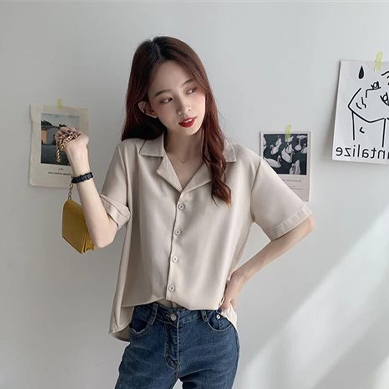 Verão casual moda coreana botões soltos único breasted cor sólida manga curta brilhante fácil perto das pessoas selvagem popular