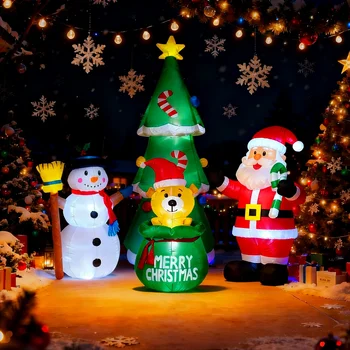 Christmas Inflatable Decorations - Branch Snowman, Santa Claus, Gingerbread Man, Gift Bag…