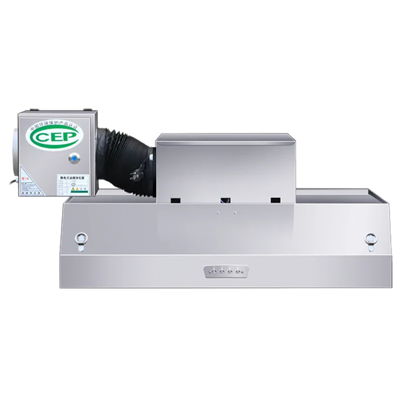 Commercial Stainless Steel Range Hood Exhaust Cover with Fan and Purifier for Restaurant Kitchen High Efficiency