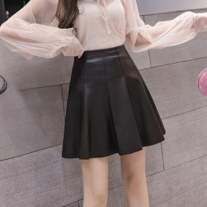 세울리쉬 가을 겨울 하이웨이스트 블랙 여성 스케이터 숏 스커트 2025 신상 한국 스타일 루즈 플리츠 A라인 미니 스커트 여성용