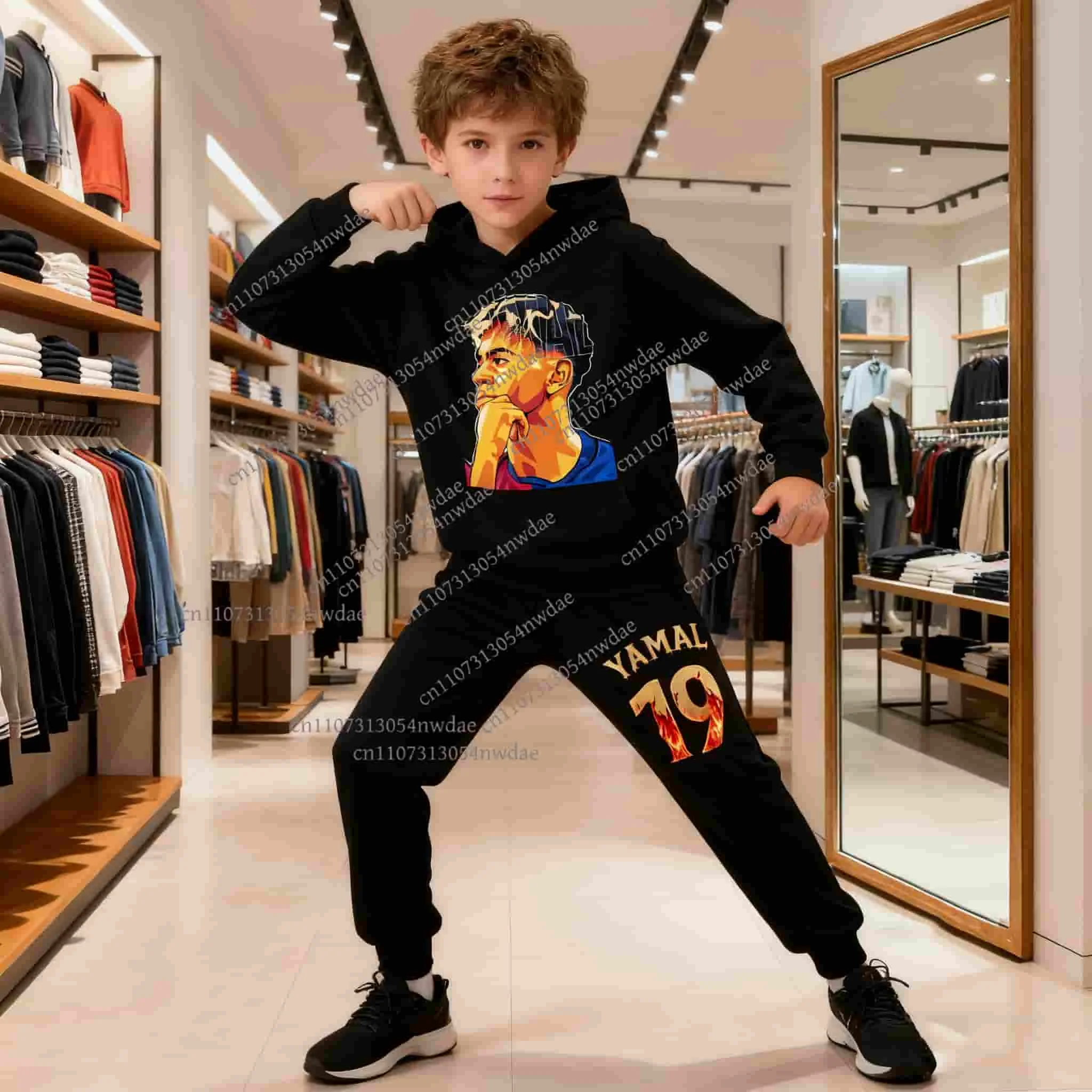 

Autumn Fashion Brand Yamal Print Children Set Hoodie Pants Suit2pcs Set Kid Boy Girl Casual Football Player Tracksuit