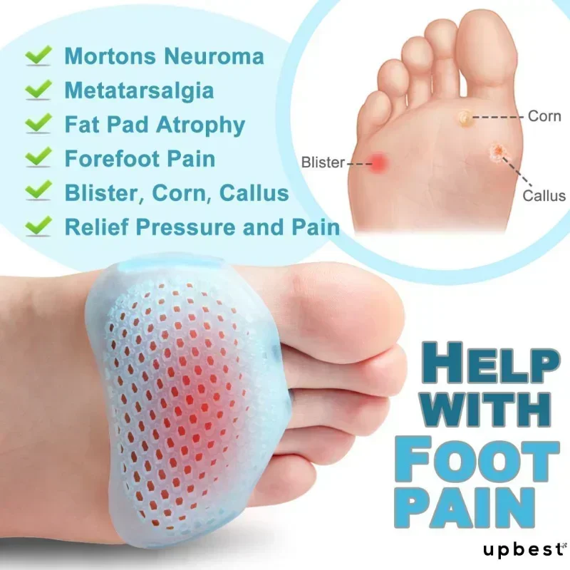 

Silicone Metatarsal Pads Toe Separator Pain Relief Foot Pads Orthotics Foot Massage Insoles Forefoot Elastic Cushion Foot Care T