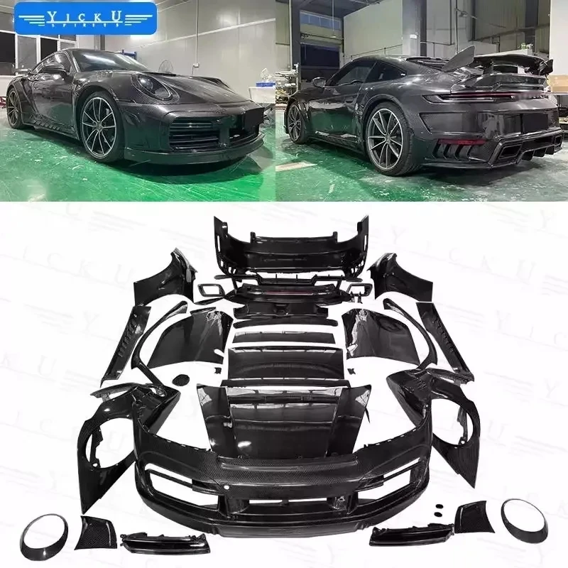 Carbon fiber auto parts for Porsche 911 992 modified TOPCA surround front and rear bar fenders wheel eyebrow  wing hood