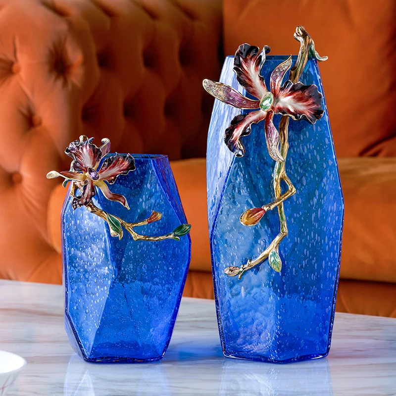 

RORO Vases Flower Modern Luxury Home Decorative VANESSA FLORA Series Glass Fresh Dry Flower Vase For Home Office Decoration