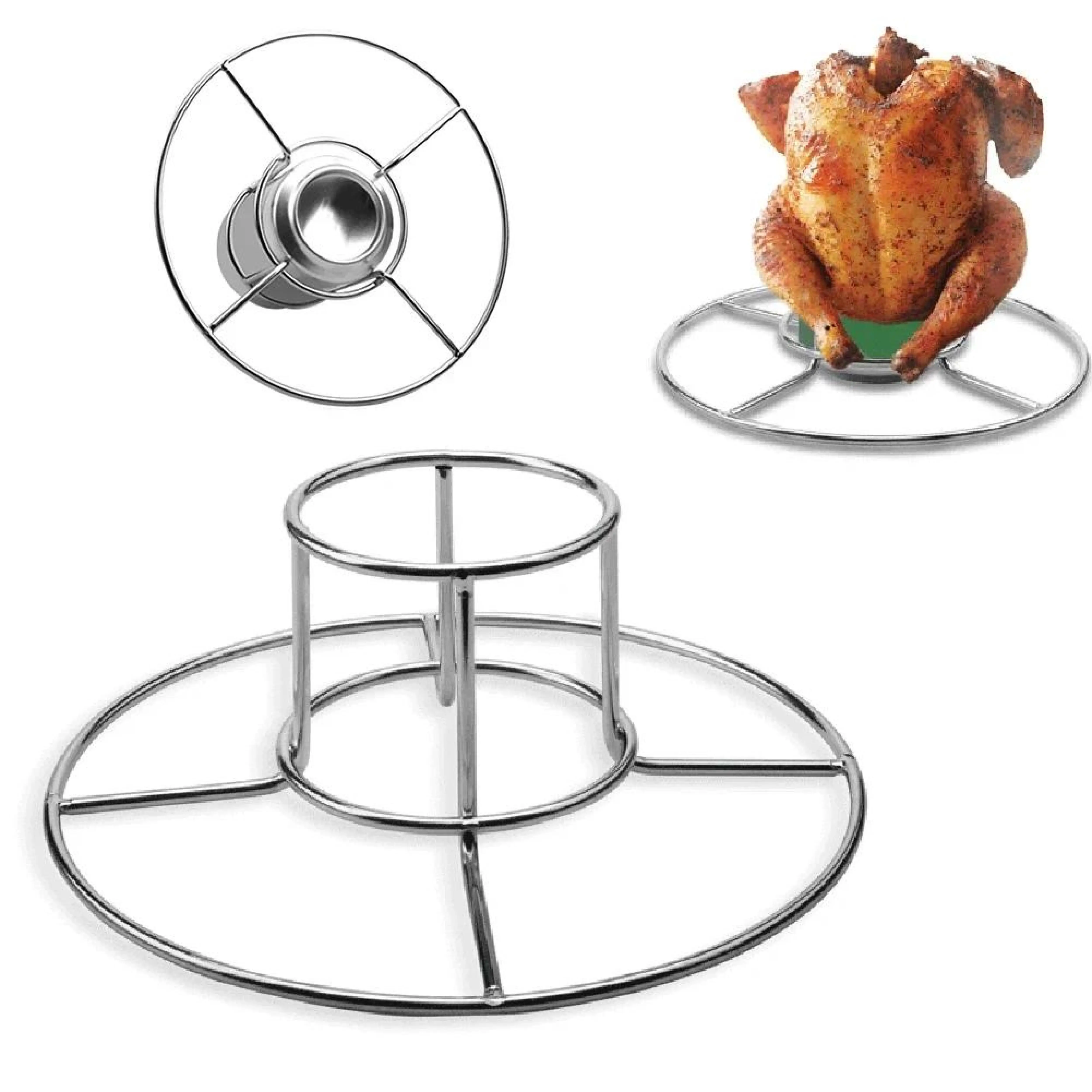 Chicken Roasting Stand Stainless Steel Turkey Roaster Holder Turkey Roasting Rack Vertical Beer Can for Grill Oven Smoker