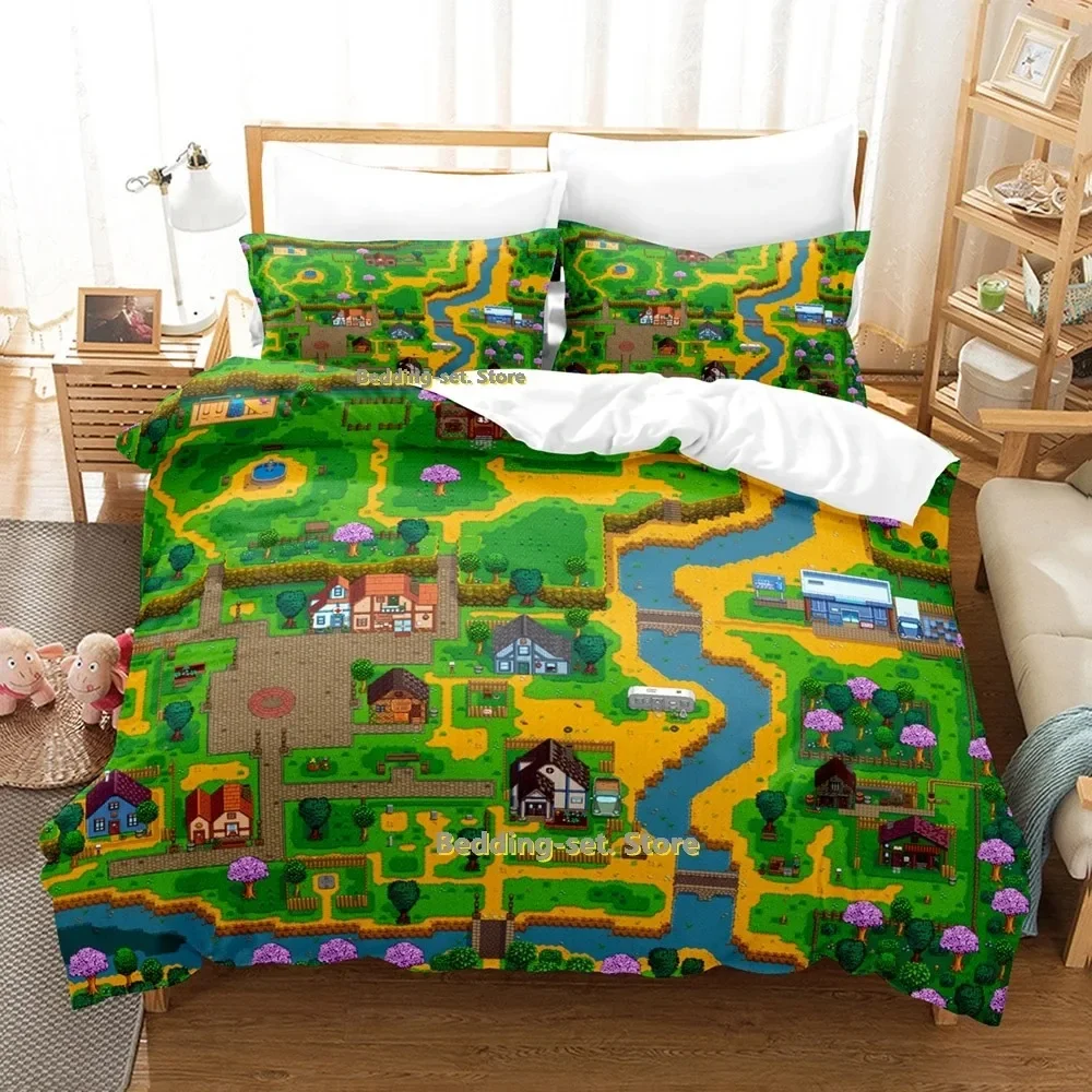 2024 Stardew Valley Bedding Set Single Twin Full Queen King Size Bed Set Adult Kid Bedroom Duvetcover Sets Game Bed Sheet Set - view 3