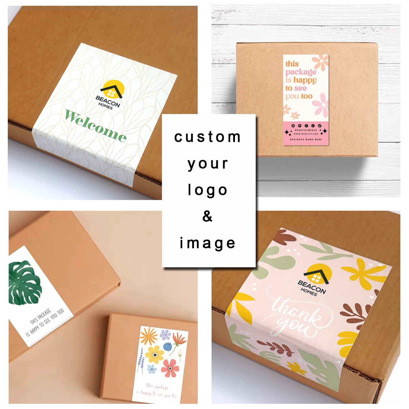 

12/21/24/50 PCS, Custom Square Seal Label, waterproof, suitable for wedding, birthday, gift personalized design, business use