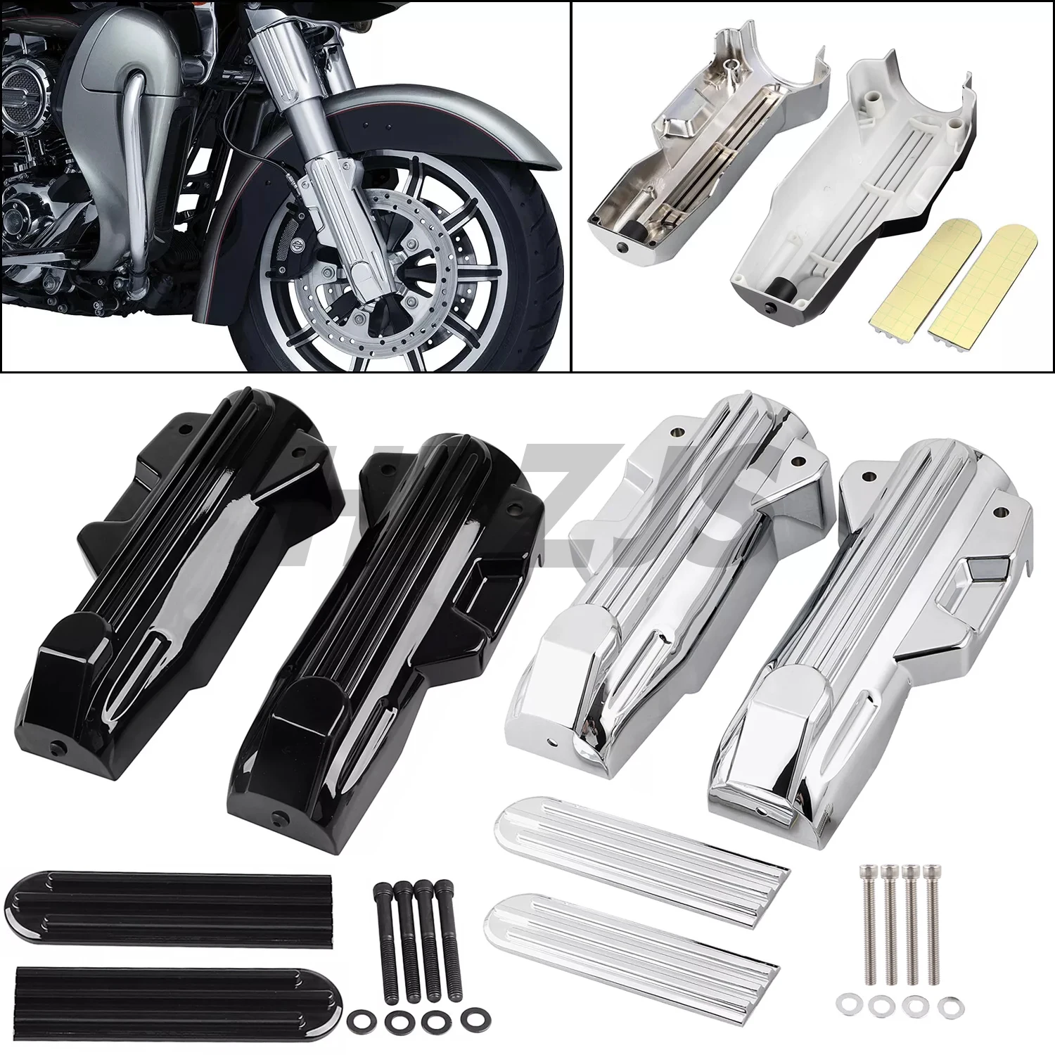 

Upper Fork Slider Accents Lower Fork Covers For Harley Motorcycle Touring Electra Street Glide FLTRU FLHX Road King FLHR 2014-Up