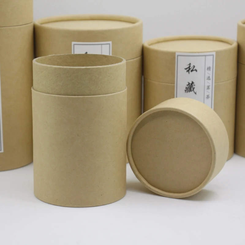 5pcs Universal Kraft Paper Can Tea Packaging Gift Box Food Container Sealed Paper Tube Jar