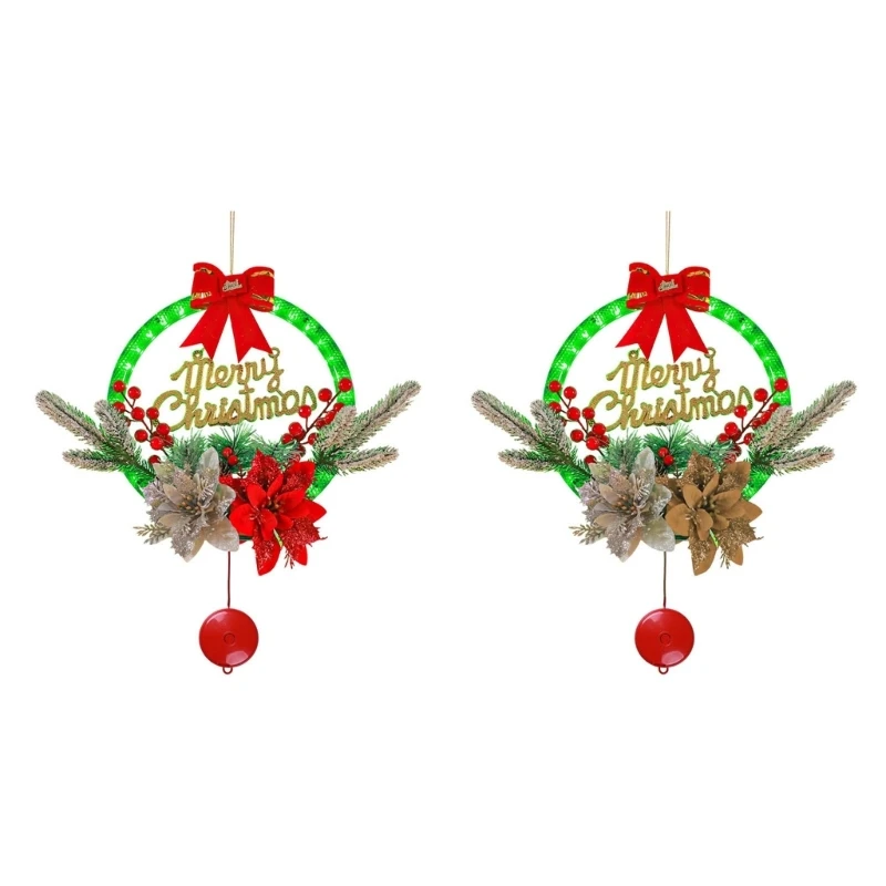 

Christmas Wreath Lights Decorations Outdoor for Front Door Tree Winter Ornaments J78C