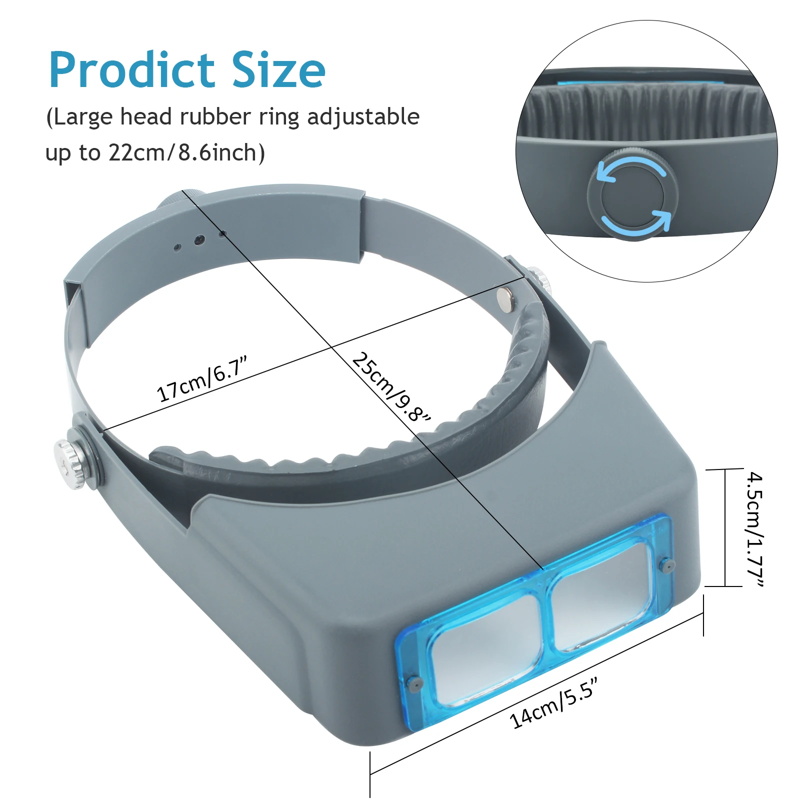 Head-mounted Double Lens Magnifying Glass with 4 Magnifications for Jewelry and Reading