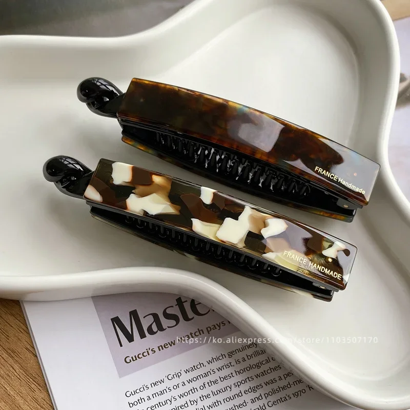 Противоскользящая заколка-банан с вертикальной заколкой для объема волос ~ Корейская заколка для хвоста шоколадно-коричневого цвета FRANCE ~ Витая заколка для волос