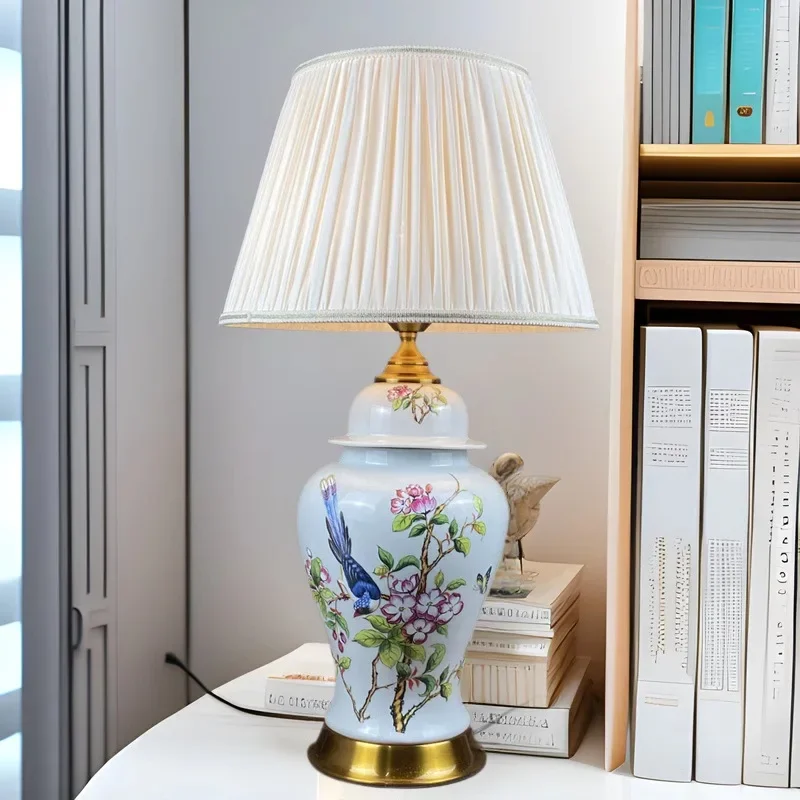 

Retro handmade Jingdezhen ceramic desk lamp living room bedroom study lamp retro warm decorative lamp
