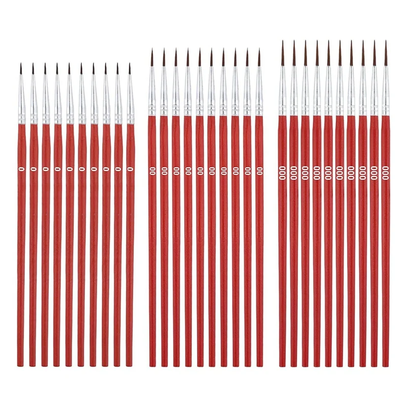 45Pcs Small Detail Paint Brushes,3 Sizes 0 00 00Fine Lined Brushes For Painting Crafts Watercolor Acrylic Oil Painting