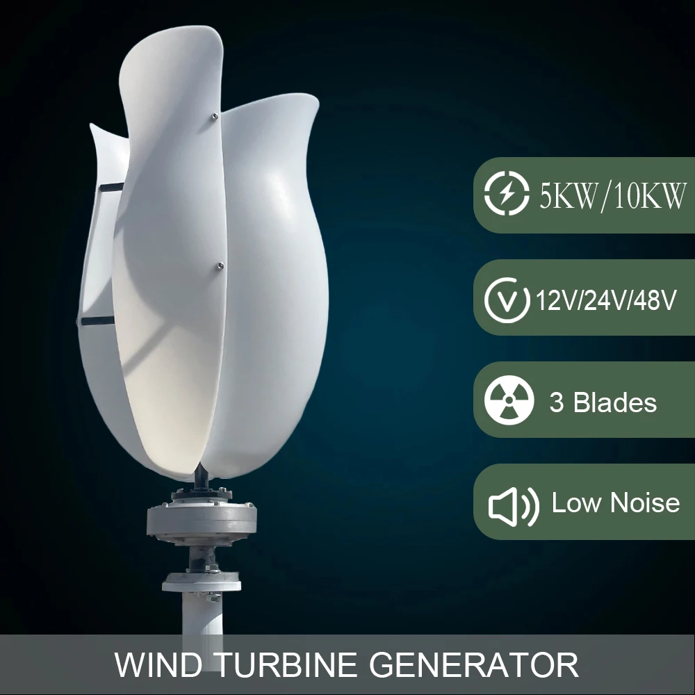 

Household 10KW 5000W Vertical Axis Wind Turbine Alternative Energy Generator 12V 24V 48V Windmill With MPPT Hybrid Controller