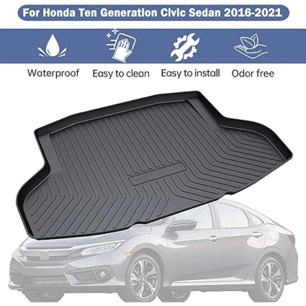 Car Rear Cargo Liner Trunk Tray Floor Mat for Honda Civic Sedan 10th Gen 2016-2021 (not fit for the modified edition of 2019)