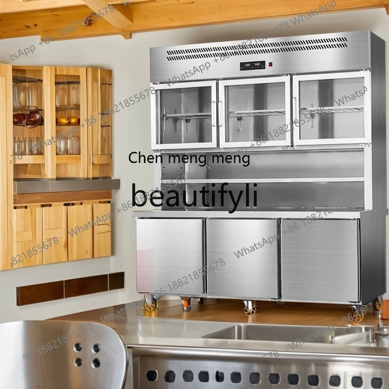 Z189 Stainless Steel Cabinet Commercial Kitchen Refrigerated and Frozen Integrated Dual Temperature Display Cabinet