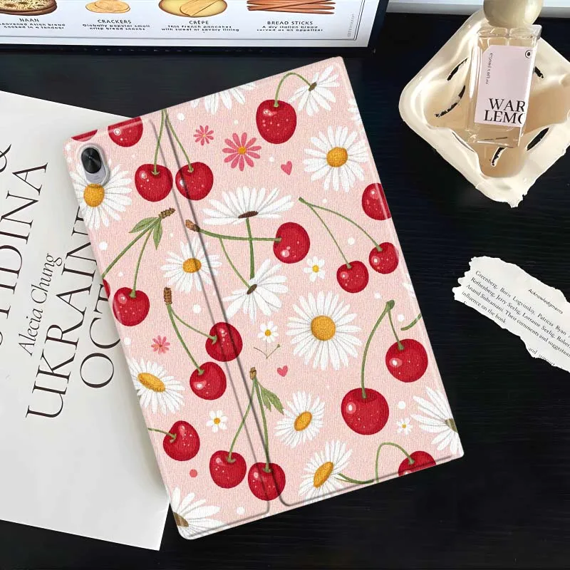 Cartoon Cherry Daisy Pink For Huawei MatePad Air Pro M6 M5 SE T5 13.2 12.6 12 11.5 11 10.8 10.4 10.1 Inch Tablet Case